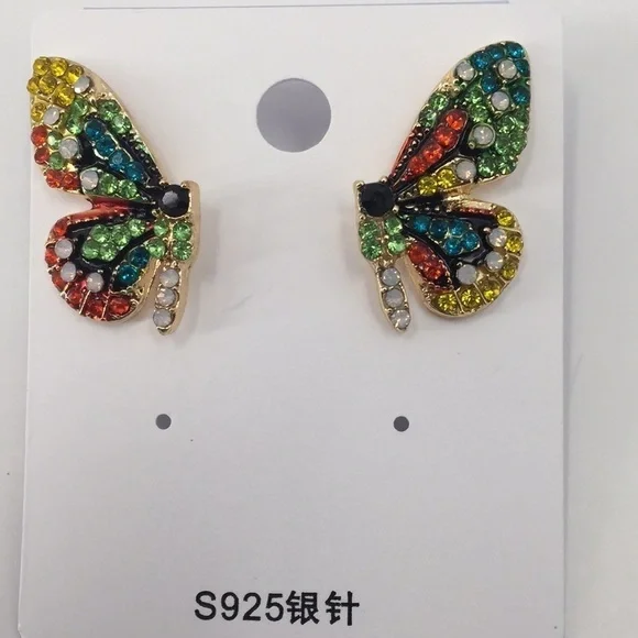 𝅺butterfly Earrings Rhinestone - Picture 7 of 9